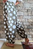 Basso Big Dot Balloon Cuff Pant Khaki & White